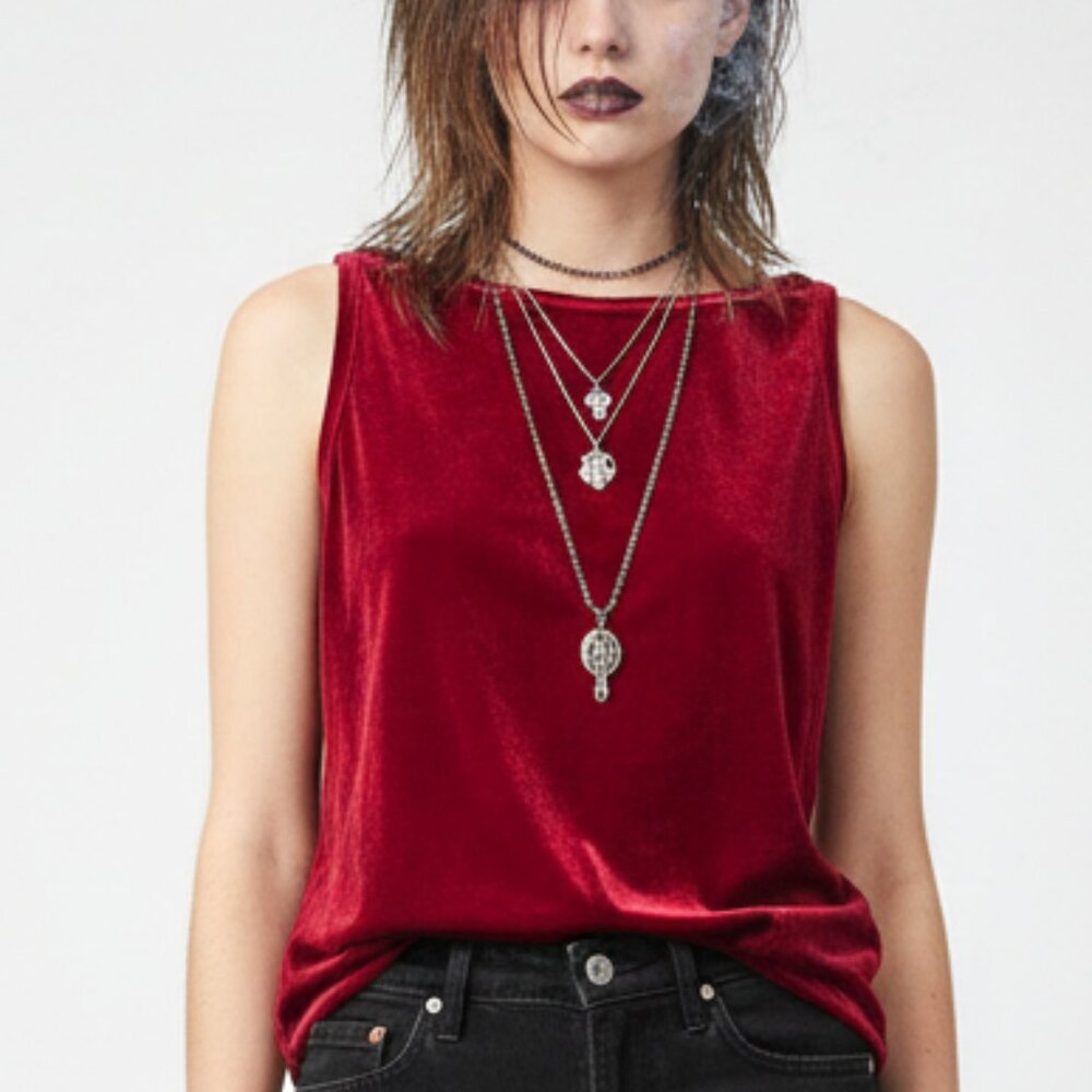 Vintage G.A.S. Tank Top Y2K Velvet Cranberry Goth Grunge Punk 2X